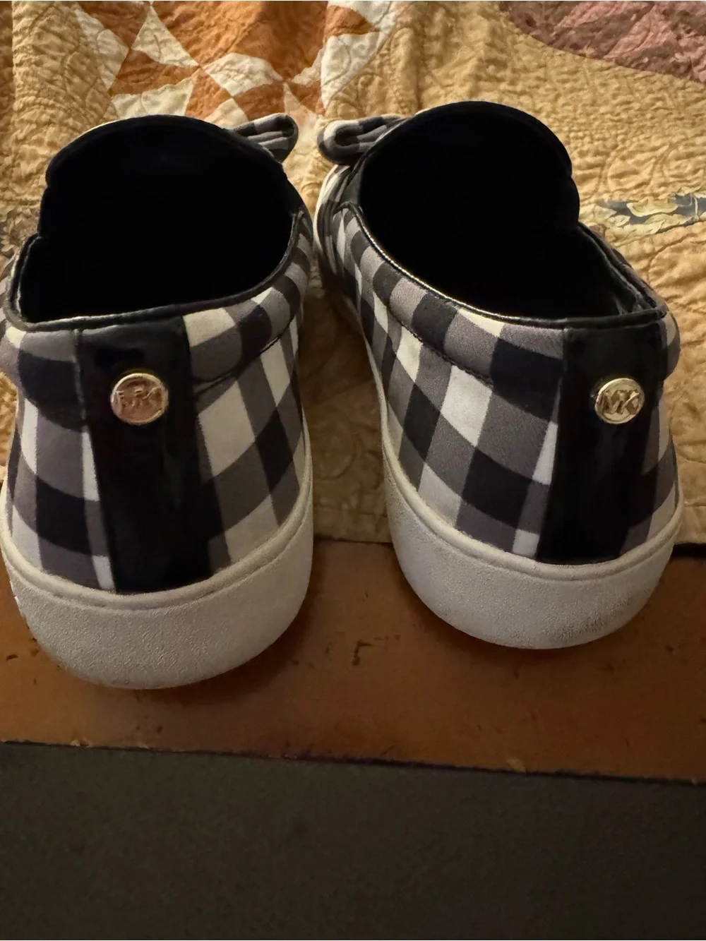 Michael Kors Black & White Plaid Women's Slip-On Sneakers